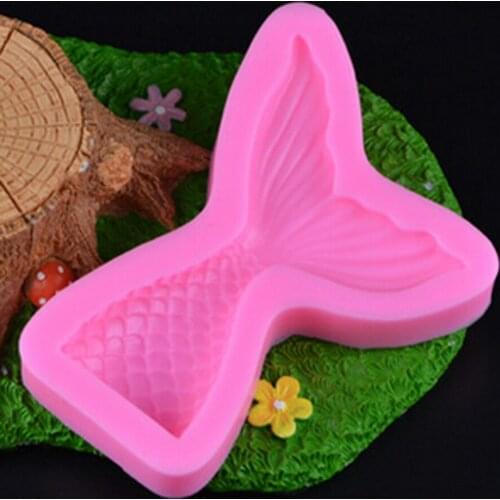 Luyou Large Size Cute Mermaid Tail Fondant Cake Silicone Mold Cake Decorating Baking Halloween Chocolate Candy Molds FM1134