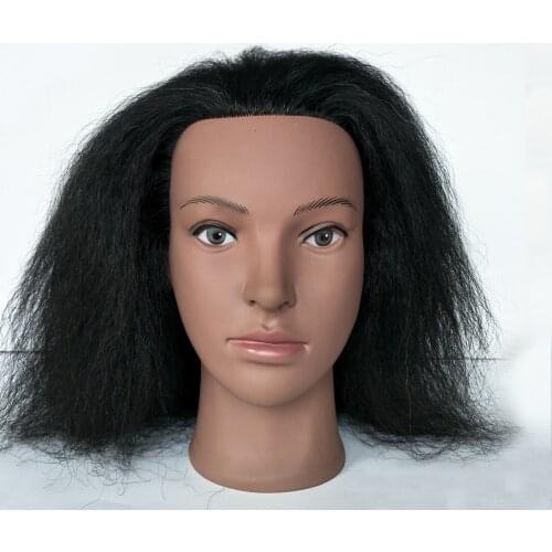 100% Real Hair Afro Hairdressing Dolls Mannequin Training Head for Practice Styling Braiding African American Dummy Head
