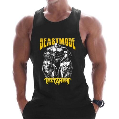 Casual Printed Tank Tops Men Bodybuilding Sleeveless Shirt Cotton Gym Fitness Workout Clothes Stringer Singlet Male Summer Vest