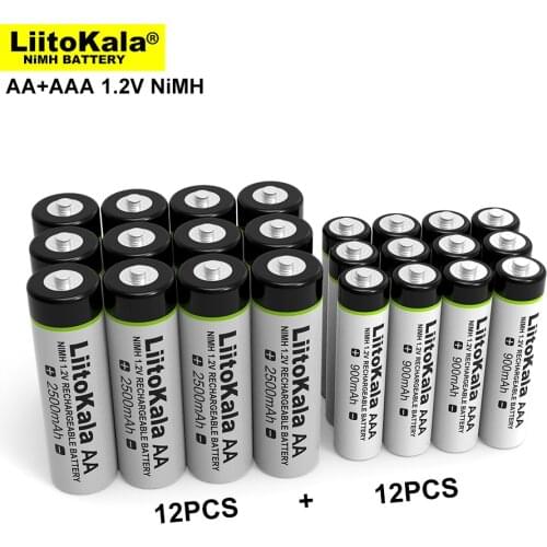 New Liitokala 1.2V AA 2500mAh AAA 900mAh Ni-MH Rechargeable battery for Temperature gun remote control mouse toy batteries