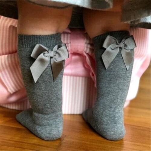 2020 Baby Girls Socks New Toddlers Girl Big Bow Knee High Long Soft Kids Socks Bowknot 100% Cotton 0-1 Years Newborn Socks