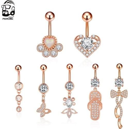 2021 New CZ Crystal Navel Ring Belly Button Rings Navel Piercing Sexy Pircing Ombligo Belly Rings Surgical Steel Earrings 14G