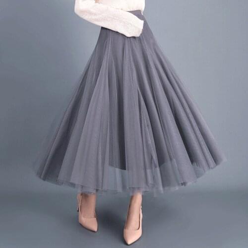 Fall and winter after ankle - length skirt ankle long skirt tall waist slim fit net veil skirt, a - line skirt fairy skirt 8859