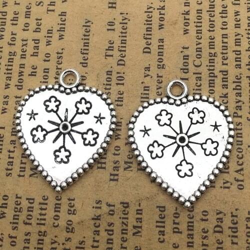 8PCS/Lot 23mm*27mm Love Pendant Antique Silver Color Heart Charms For Jewelry Making DIY Jewelry Findings