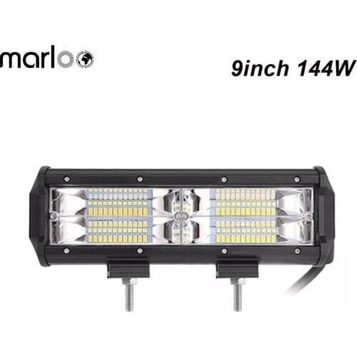 Marloo Straight 8.5 Inch 144W Led Light Bar 3000K & 6000K Leds For Off Road Jeep ATV AWD SUV 4WD 4x4 RZR Led Driving Fog Lights