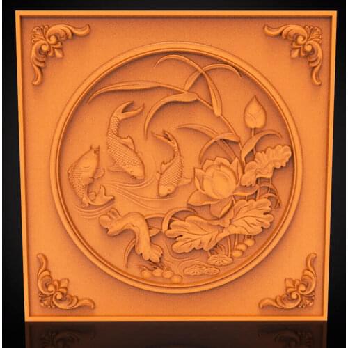 Fish decor relief 3D STL model for CNC Router 3D Printer Aspire Artcam bas relief