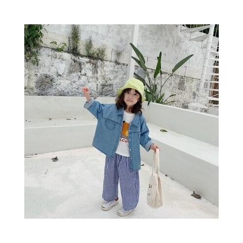 Spring Autumn Children Denim Shirts Vintage Children Girls Jeans Shirts Blouses Loose Teenager Girls Shirt Kids Clothes Tops