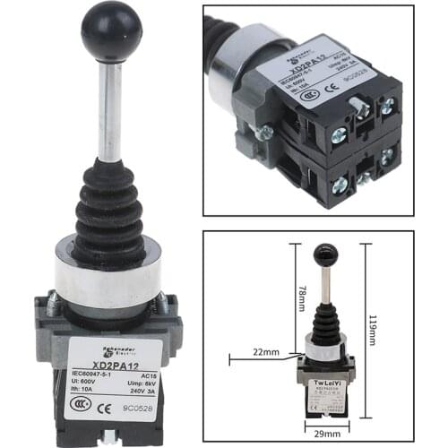 1pc 2NO 2 Positions XD2-PA12 XD2-PA22 Cross Push Button Latching Self-locking Joystick Switch