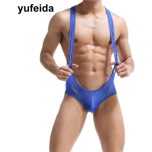 Sexy Mens Undershirts Mesh Sexy Wrestling Singlet Leotard Underwear Overalls Men Bodysuit Belts Jumpsuit Clubwear Briefs Pouch