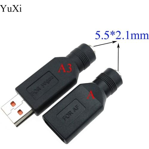 YuXi Female Jack To USB 2.0 Male Plug / Female Jack 5V DC Power Plugs Connector Adapter Laptop 5.5*2.1mm Black Color