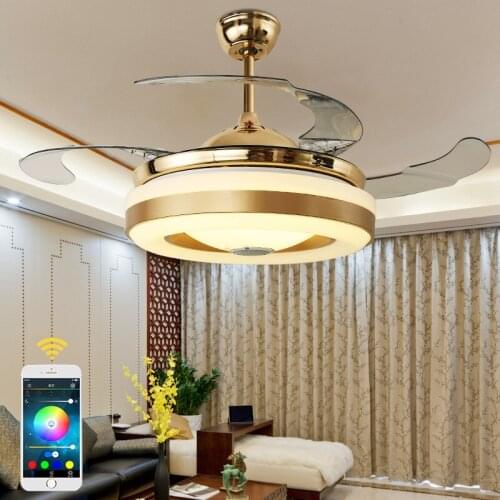 LED Smart Bluetooth Invisible Fan Light Modern Minimalist Creative Living Room Dining Room Bedroom Study Room Ceiling Fan Lamp
