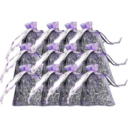 Lavender Packaging 12 Bags| Natural Deodorant Dried Floral Sachet Lavender Organza Fragrance Repellant Fragrance Sachet #AF