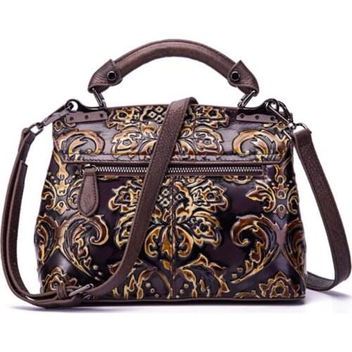 New Embossed Vintage Crossbody Bags for Women Womens Bag Genuine Leather Luxury Handbags Handmade Women Shoulder Bag