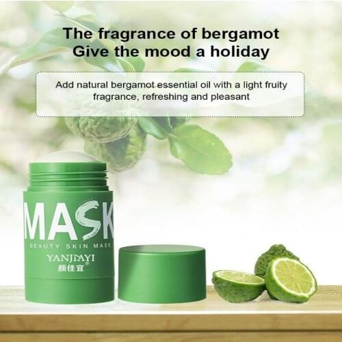 Green Mask Stick Green Tea Mud Mask Oil Control Purifying Eggplant Anti-Acne Whitening Fine Pores Mask Facial Skin Care TSLM2