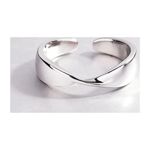Sole Memory Simple Personality Twisted Ripple Geometry Fresh 925 Sterling Silver Female Resizable Opening Rings SRI357