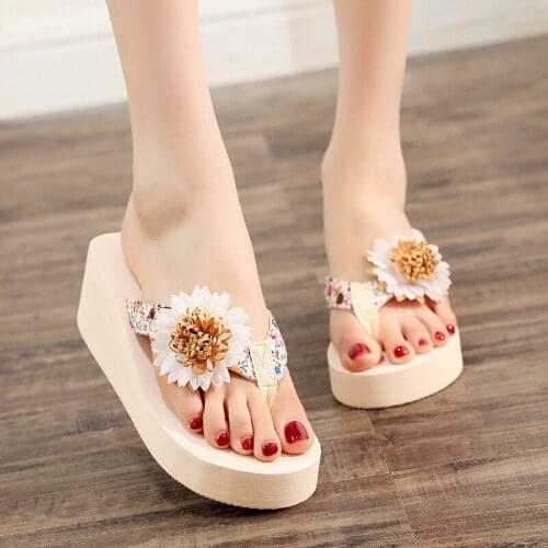 2021 Women Flip Flops Sandals Heels Platform Wedge Slippers Outdoor Beach Female Thick Sole Slides Sandals Summer Girl Shoes New