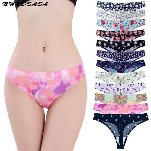 Womens Panties G-String Print Soft Large Comfort Underwear Skin-Friendly Briefs Ladies Sexy Seamless Panty Intimates T-Back Hot