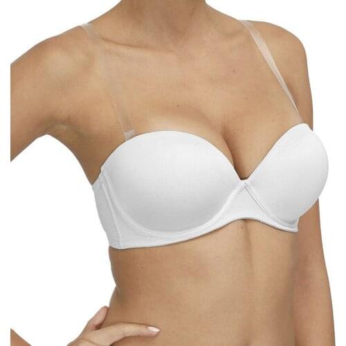 Vgplay Fashhion Bra Solid Padded Push Up Underwear Strapless Bras for Women Multiway Clear Straps Brassiere Gathering Bralette