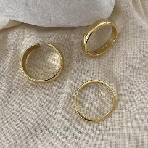 Morivovog 925 Sterling Silver 2/4/6MM Gold Glossy Rings for Women Elegant Statement Minimalist Rings 2021 Fashionable Jewelry