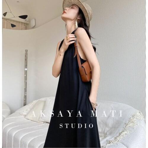 High-End Customization Sexy & Club Women O-Neck Collar Pocket A-Line Sleeveless Dress Office Lady Elegant Temperament Quality