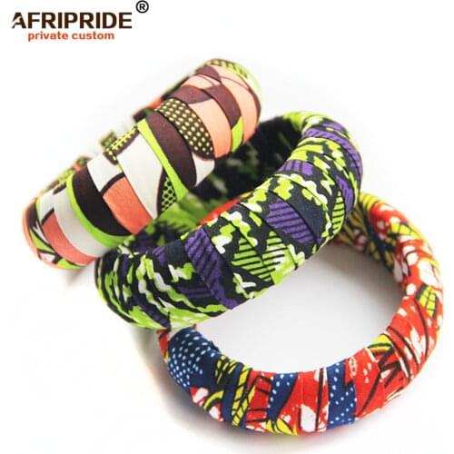 2020 african print wood bangles for women AFRIPRIDE bazin richi 7cm width round wood bangles with african print A1928001