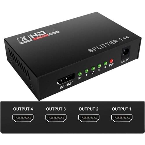 3D 1080P HDMI Splitter HDCP 1 in 4 out Power Signal Amplifier 1x4 Audio Spliter Switch HDMI Converter HDMI Adapter