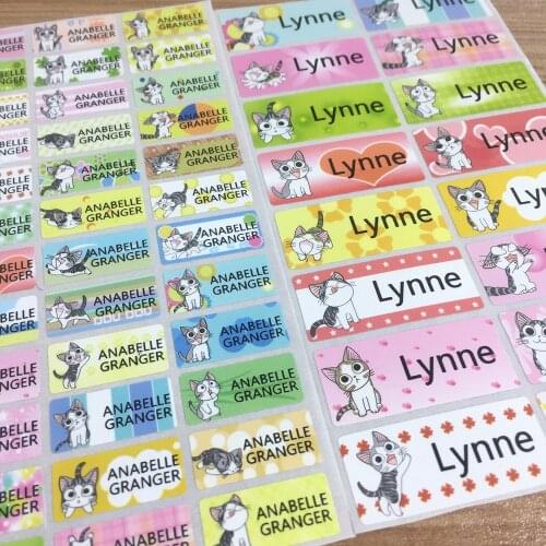 46x20MM/28x13MM Girl Cartoon Cat Pattern Custom Name Stickers Personal Waterproof Tags Labels For Scrapbook School Stationery
