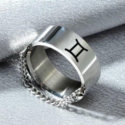8MM 12 Zodiac Ring Aries Taurus Gemini Cancer Virgo Libra Scorpius Sagittarius Capricornus Wedding Stainless Steel Rings Jewelry