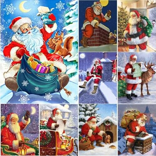 New 5D DIY Diamond Painting Cross Stitch Santa Claus Diamond Embroidery Full Square Round Drill Christmas Gift Crafts Home Decor