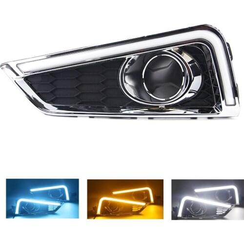 Car DRL12V Daytime Running Lights for Honda City 2015 2016 LED DRL with turn signal Light relay Fog Lamp hole Car Accessories