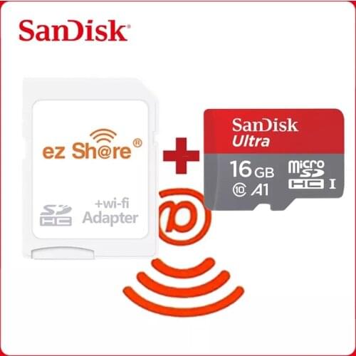 Wireless wifi adapter ezshare+Sandisk Ultra 16gb 32gb class10 microsd wifi wireless TF Card Micro SD Card 64gb Memory Card 128GB