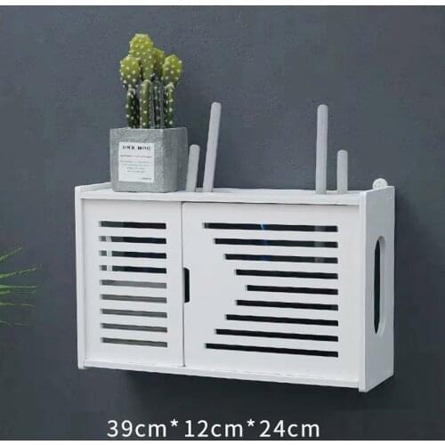 Middle Size Wireless Wifi Router Storage Box PVC wood Shelf Wall Hanging Plug Board Bracket Cable Storage Organizer Home Decor