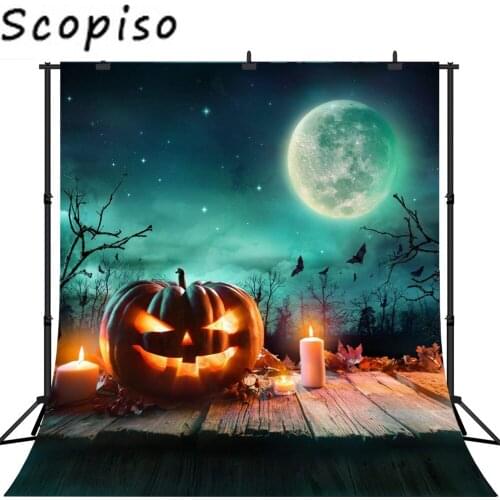 Scopiso Seamless Vinyl Pumpkin Photography Backdrops Halloween Backdrops for Photography Halloween Background Studio Prop
