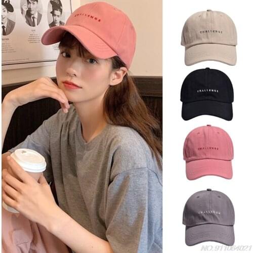 Korean Unisex Challenge Letters Embroidery Baseball Cap Simple Solid Hip Hop Summer Visors Adjustable Snapback Hat Wholesales