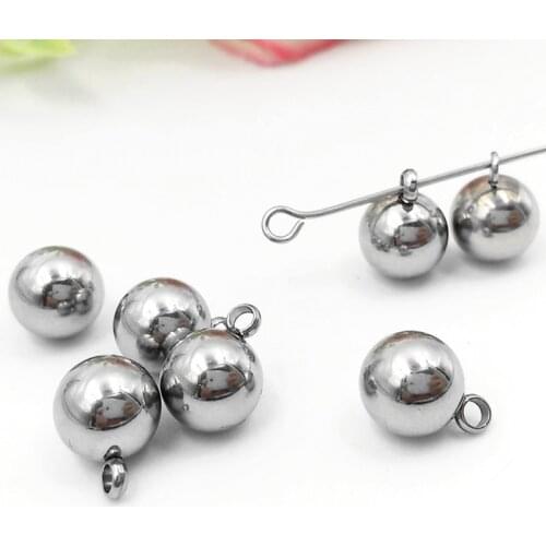 5pcs/lot Stainless Steel 3/4/5/6/8/10/12mm Round Ball Beads Loose Spacer Charm Beads for DIY Bracelets Nechlace Jewelry Making