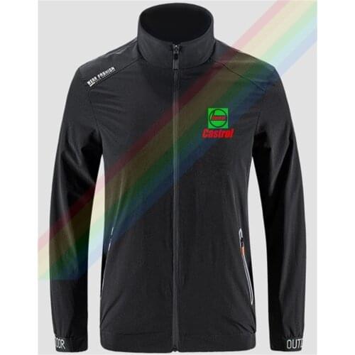 Cas Trol Red Logo Popular Hot Sale Slim Sport Jacket Street Windbreaker Zipper Thin Jacket Mens Casual Front Printing Jacket