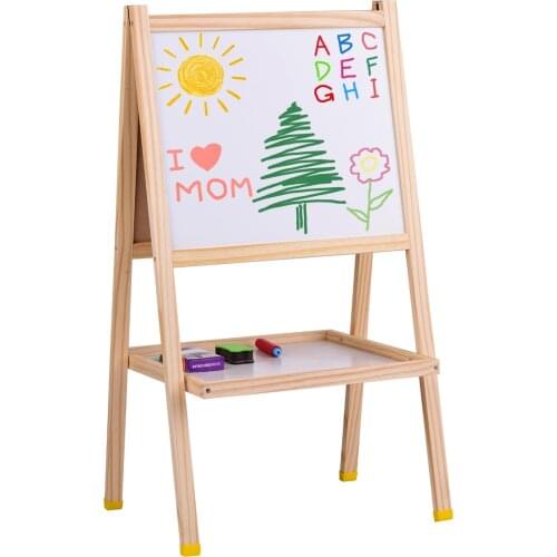 Wooden Art Easel Magnetic Double-Sided Chalkboard & Erase Board Standing Easel Environmentally Safety Gift for Children