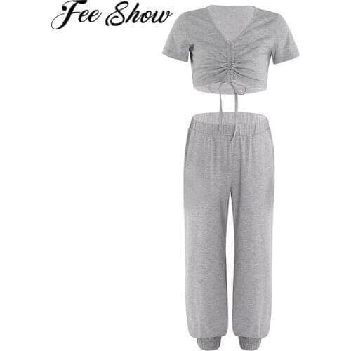 Kids Girls Tracksuits Pure Color Casual Sport Suit V Neck Short Sleeve Workout Running Gym Yoga Sports Set Sportswear Activewear