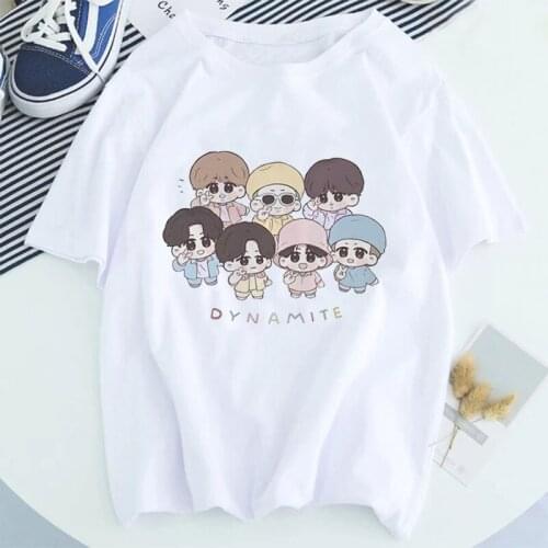 Tshirts Ullzang Graphic Top Female DYNAMITE To 1B K-pop Harajuku T-shirt Ladies Korean Style KPOP Girl T Shirt Women Clothing