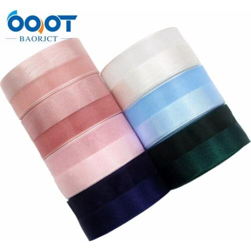 I-181103-7,10yards/lot 1"25mm solid Satin + yarn ribbon DIY handmade bow headdress gift wrap birthday wedding decoration