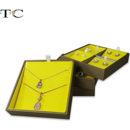 Jewelry Boxes and Packaging Drawer Jewelry Storage Tray Velvet Display Case Necklace Pendant Ring Display Tray PU Leather Series