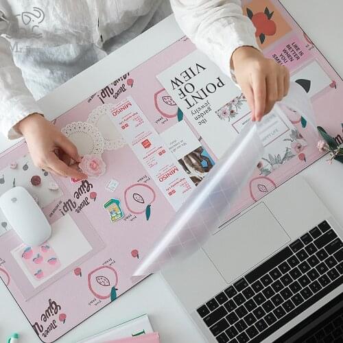Cute PU Leather Mice Pad Office Computer Desk Mat Cartoon Pattern Laptop Cushion Large Mouse Pad Desk Organizer with Calendar