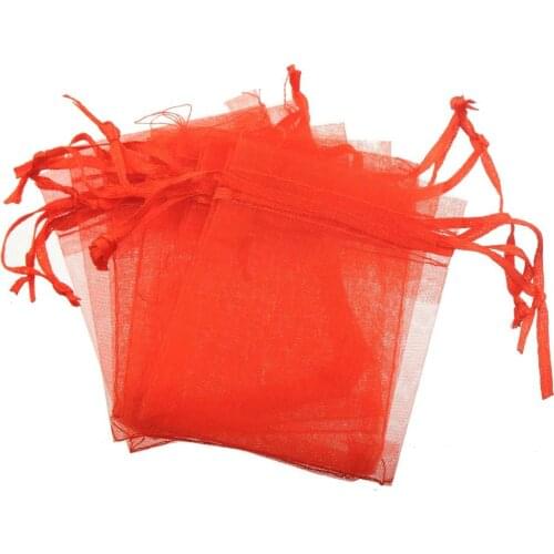 Diy jewellery show packing bag candy red organza drawstring lucency mother'day gifts purse accessories wholesales 7*9cmm 30pcs