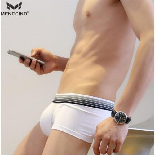 MENCCINO mens underwear low waist va va voom trend cotton thin boxer cotton mens sports shorts