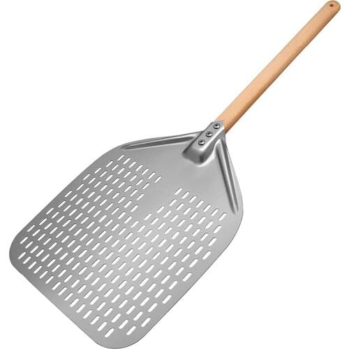 Perforated Pizza Peel,Professional Anodized Aluminum Pizza Peels, Rectangular Pizza Turning Spatula with Detachable