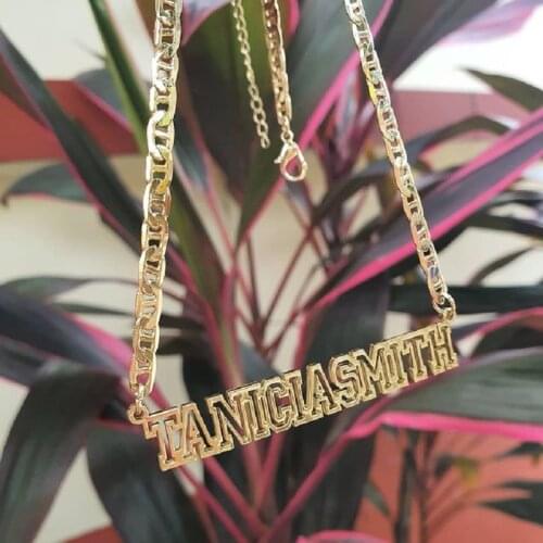 Personalized Custom Double Line Hollow Outline Name Necklace Womens Letter Nameplate Stainless Steel Jewelry Best Friends Gifts