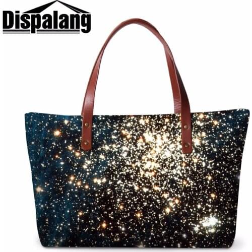 Dispalang hot shoulder bag for lady high quality beach bag for girl women waterproof shoulder handbag galaxy pattern on tote bag