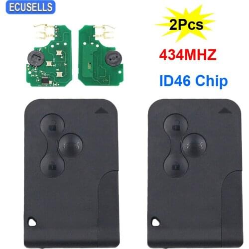 2Pcs/Lot 3 Button Remote Car Key 434Mhz ID46 PCF7947 Chip for Renault Megane Scenic Smart Card with Uncut Key Blade