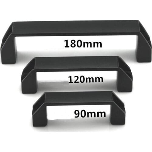 Kitchen Cabinet Handles and Knobs Concise Black Door Handle Wardrobe Cabinet Drawer Door Knobs Hole distance 90/120/150/180mm