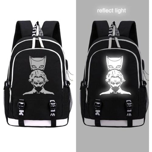 JOJOS BIZARRE ADVENTURE backpack Trendy usb laptop luminous school bag for girls boys teenagers childrens cool bookbag